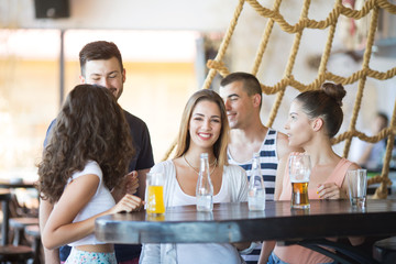 Friends having fun at a bar