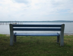 Park bench by the river