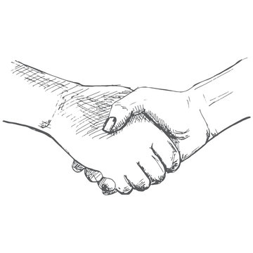 recommend clip art: Two hands, handshake. Illustration in sketch style. Hand drawn vector illustrations.