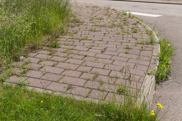 Gehweg, verwildert mit Unkraut