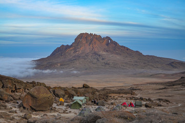A view of Mawenzi peak from Kibo hun on Mount Kilimanjaro, Tanzania.