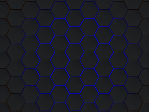 Dark gray and blue hexagons modern geometrical vector abstract background. Polygon concept with modern efect for technology banner.