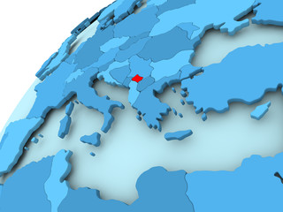 Fototapeta premium Kosovo on blue globe
