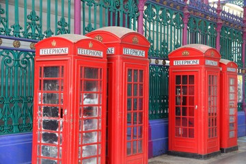 Fototapeta na wymiar London telephone booths