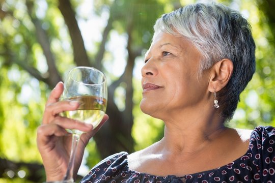 Senior Woman Drinking Wine