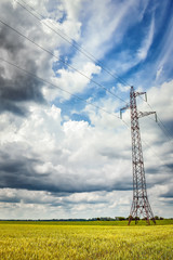 High voltage lines and power pylons