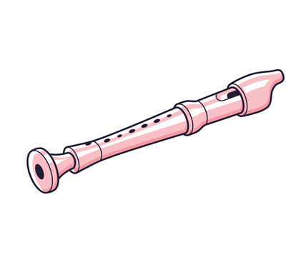 Pink recorder flute isolated.