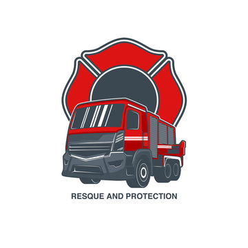 Firefighters vector emblem