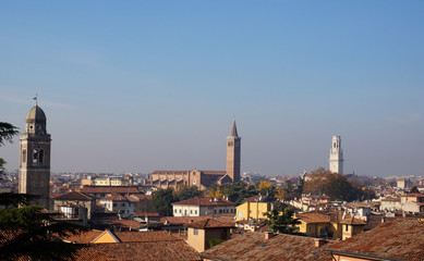 Fototapeta na wymiar Verona's towers in the morning