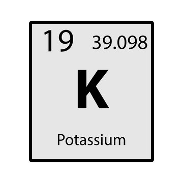 Potassium periodic table element gray icon on white background vector