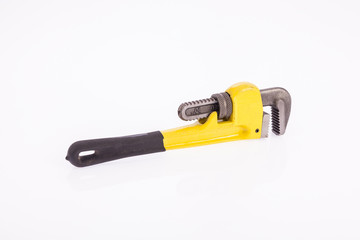 Adjustable pipe wrench isolated on white background