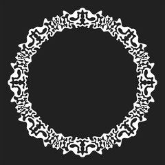 Lace white frame flat vector cartoon illustration. Objects isolated on black background.