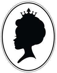 Girls head with classic afro alike haircut and crown.