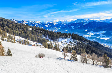 Fototapeta na wymiar On the slopes of the ski resort Hopfgarten, Tyrol, Austria