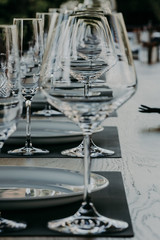 Abstract empty of wine glasses, color background