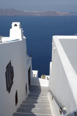 Escaliers Santorin mer maison