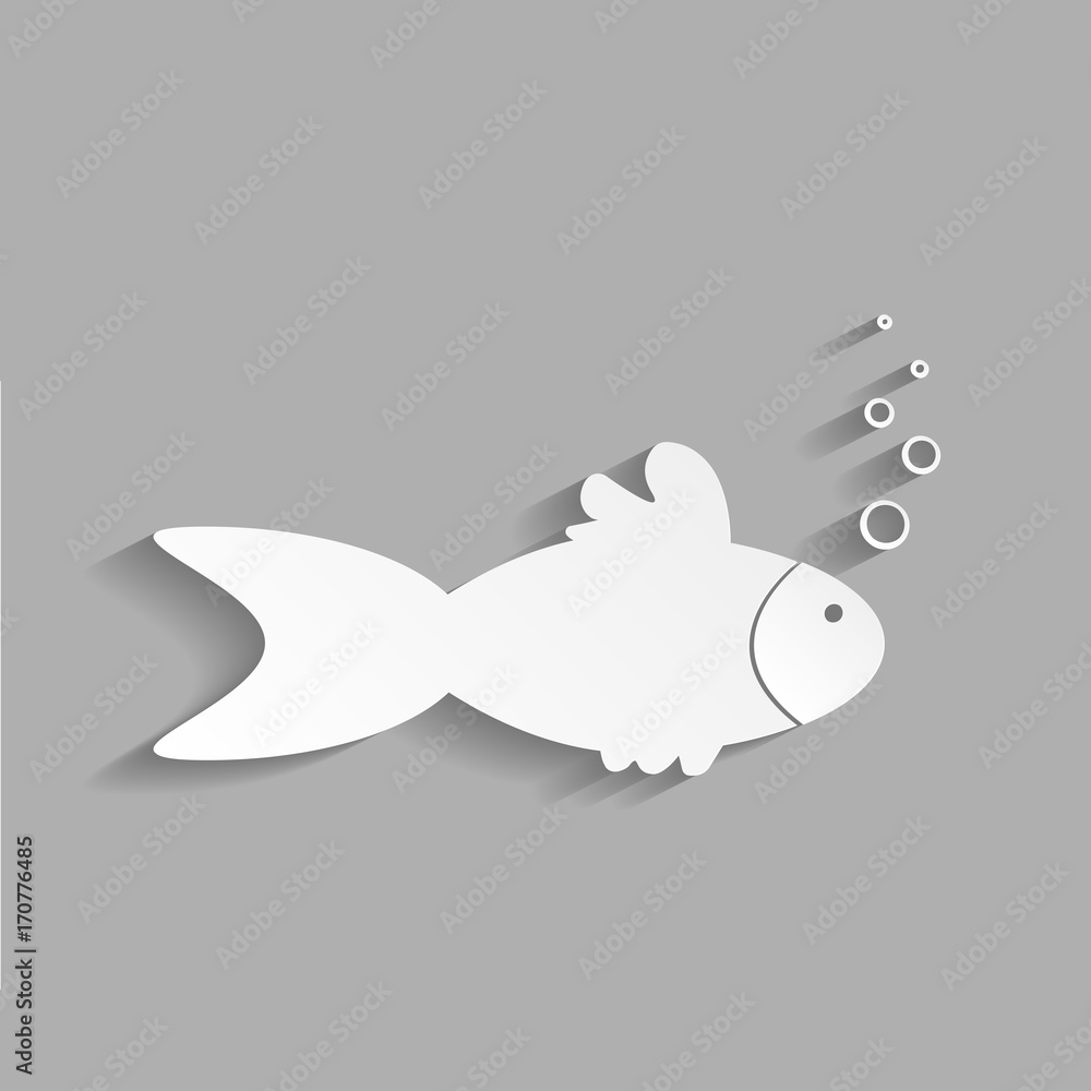Aufkleber vector image of fish and bubbles with shadow design