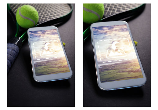 Mobile Phone with Tennis Equipment Mockup 1