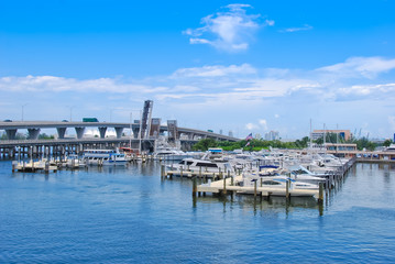 boats parking at port, Miami