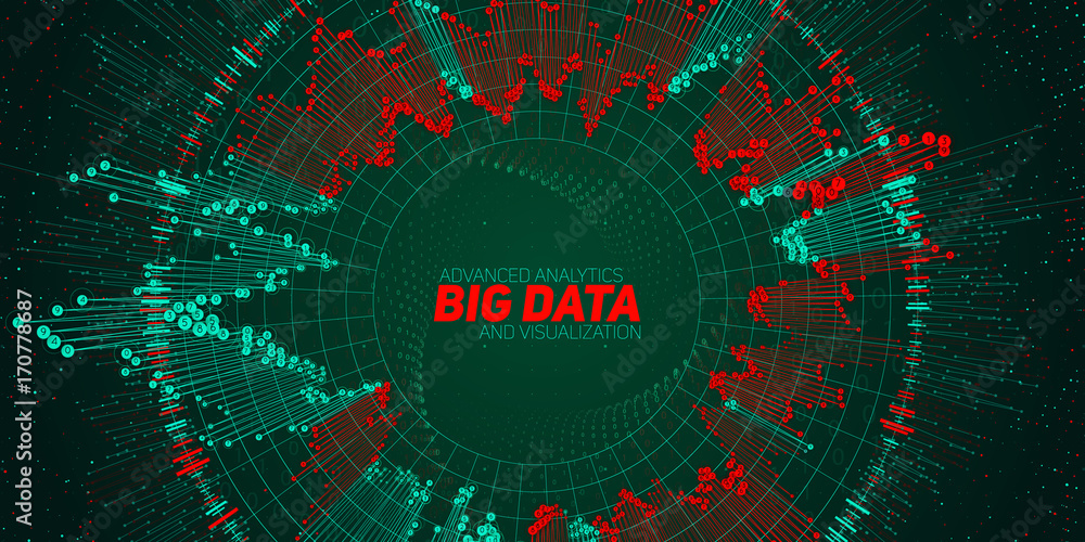 Fototapete Big data circular visualization. Futuristic infographic. Information aesthetic design. Visual data complexity. Complex data threads graphic. Social network representation. Abstract graph