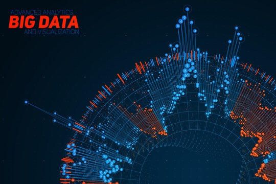 Big data circular visualization. Futuristic infographic. Information aesthetic design. Visual data complexity. Complex data threads graphic. Social network representation. Abstract graph