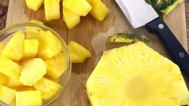 Fresh made Diced Pineapple (seamless loopable; 4K)