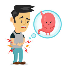 Sad sick young man with food poisoning stomach 