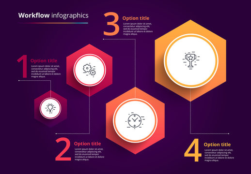 4 Step Hexagonal Infographic Layout 