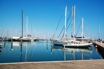 Fototapeta premium Yachts in the port waiting.