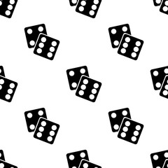 seamless pattern with lucky dices black silhouette for casino. winning win Flat design Vector Illustration