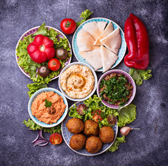 Selection of Middle eastern or Arabic dishes. 