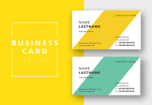 Business Card Layout with Oblique Color Bar