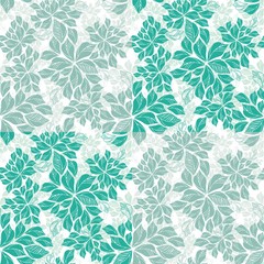 Turquoise Leafs Seamless Pattern