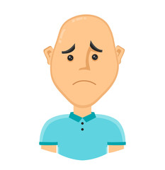 sad bald man without hair. Vector
