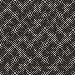 Irregular Maze Lines. Abstract Geometric Background Design. Vector Seamless Black and White Chaotic Pattern.