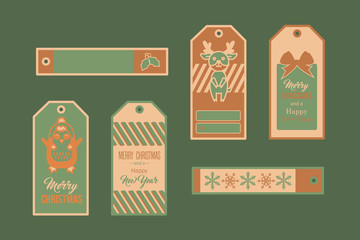 weihnachtliche bunte Geschenketiketten grün