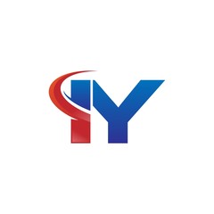 Obraz premium modern vector initial letters logo swoosh iy red blue