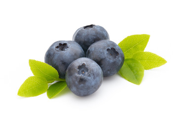 Fresh blueberries on a white background.