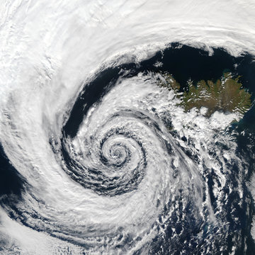 Earth view from space with storm.