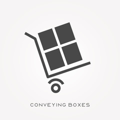 Silhouette icon conveying boxes