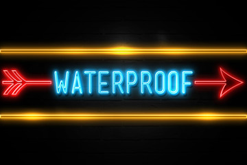 Waterproof  - fluorescent Neon Sign on brickwall Front view