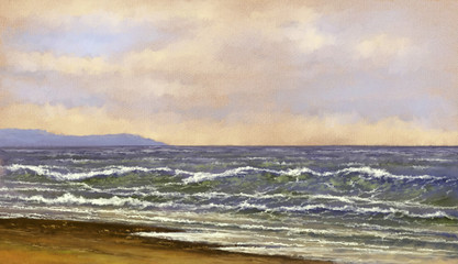 Beautiful sea landscape. Oil digital paintings.