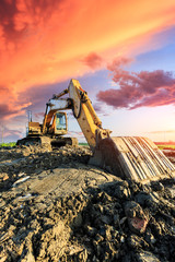 excavator in construction site