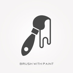 Silhouette icon brush with paint