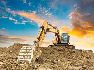 excavator in construction site