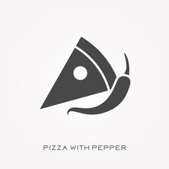 Silhouette icon pizza with pepper