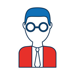 man with glasses icon over white background colorful design vector illustration