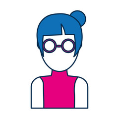 woman with glasses icon over white background colorful design vector illustration