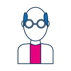 man with glasses icon over white background colorful design vector illustration