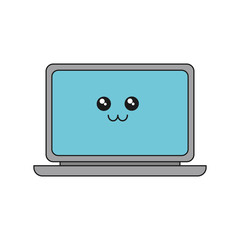 kawaii laptop computer icon over white background vector illustration